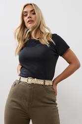 Natural Brown Faux Suede Stud Detail Belt | Yours Clothing 1