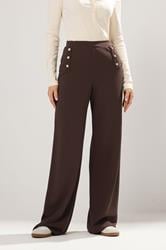 LTS Tall Chocolate Brown Military Wide Leg Trousers | Long Tall Sally 2