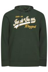 JACK & JONES Big & Tall Green Logo Rugged Hoodie | BadRhino 2