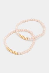 YOURSET 2 PACK Pink Beaded Stretch Bracelet Set | Yours Clothing 3