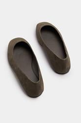 Chocolate Brown Faux Suede Square Toe Ballet Pumps In Extra Wide EEE Fit | Yours Clothing 3