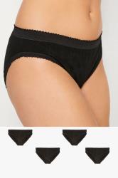 LTS MADE FOR GOOD Tall Women's 4 Pack Black Cotton High Leg Briefs | Long Tall Sally 1