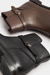 LTS Black Leather Buckle Detail Ankle Boots In Standard Fit | Long Tall Sally 5