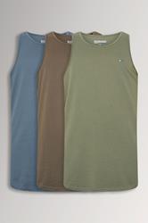 BadRhino Big & Tall 3 PACK Green/Blue/Brown Plain Vest Tops | BadRhino 3
