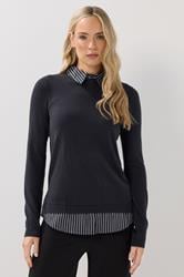LTS Tall Navy Blue 2 In 1 Jumper Shirt | Long Tall Sally 2