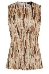 LTS Tall Chocolate Brown Abstract Print Satin Pleated Vest Top