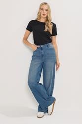 LTS Tall Women's Blue Raw Hem Wide Leg Jeans | Long Tall Sally 3