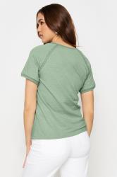 LTS Tall Women's Sage Green Crochet Detail T-Shirt | Long Tall Sally 3