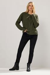LTS Tall Khaki Green Knitted Button Cardigan | Long Tall Sally 2