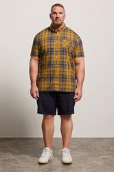BEN SHERMAN Big & Tall Gold Yellow Check Print Shirt | BadRhino 1