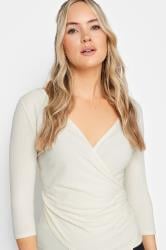 LTS Tall Womens Ivory White Asymmetric Wrap Top | Long Tall Sally 5