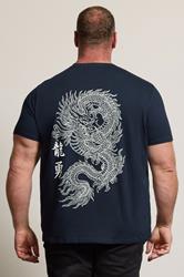 BadRhino Big & Tall Navy Blue Japanese Graphic T-Shirt | BadRhino 3