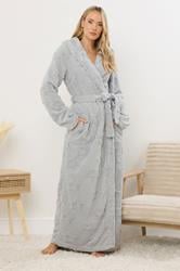 LTS Tall Light Grey Star Embossed Dressing Gown | Long Tall Sally 3