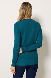 LTS Tall Teal Blue Crew Neck Button Cardigan | Long Tall Sally 2