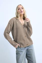 LTS Tall Brown Seam Detail Knitted Cardigan | Long Tall Sally 1