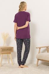 LTS Tall Woman's Burgundy Red 'Sunday Club' Slogan Pyjama Set | Long Tall Sally 3