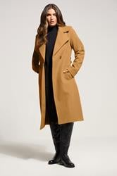 LTS Tall Beige Brown Formal Wrap Belted Midi Coat | Long Tall Sally 2