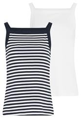 LTS Tall 2 PACK White Stripe High Neck Ribbed Vest