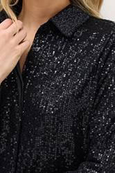LTS Tall Black Sequin Embellished Shirt | Long Tall Sally 4
