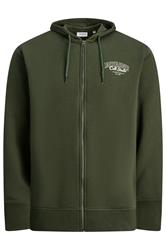JACK & JONES Big & Tall Duffel Bag Green Zip Through Hoodie | BadRhino 1