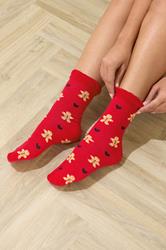 4 PACK Blue & Red Gingerbread Christmas Socks | Yours Clothing 2