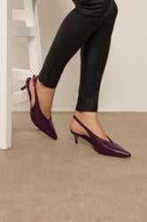 LTS Burgundy Red Pointed Slingback Kitten Heel | Long Tall Sally 1