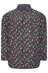 D555 Big & Tall Navy Blue Guitar Print Shirt | BadRhino 1