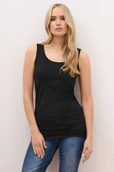 LTS MADE FOR GOOD Black Cotton Longline Vest Top | Long Tall Sally 1