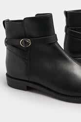 LTS Black Leather Buckle Detail Ankle Boots In Standard Fit | Long Tall Sally 4