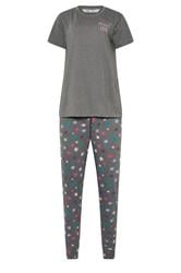 LTS Tall Grey Star Graphic Cuffed Pyjama Set | Long Tall Sally 5