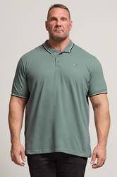 BadRhino Big & Tall Green & Blue Tipped Polo Shirt | BadRhino 2
