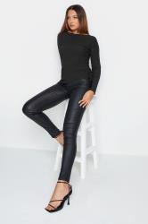LTS Tall Black Ruched Long Sleeve Top | Long Tall Sally 2