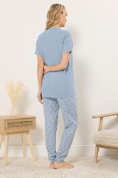LTS Tall Women's Blue Summer Fruits 'Amalfi Coast' Slogan Pyjama Set | Long Tall Sally  3