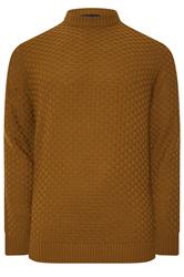 BadRhino Big & Tall Brown Textured Crew Neck Knitted Jumper | BadRhino 5
