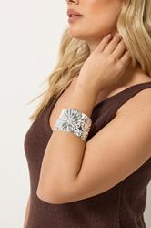 Silver Tone Daisy Cuff Bracelet | Yours Clothing 1
