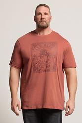 D555 Big & Tall Brick Red Florida Surf Print T-Shirt | BadRhino 3