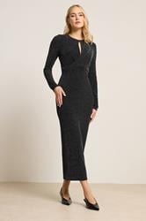 LTS Tall Black Glitter Sparkle Twist Maxi Dress | Long Tall Sally 1