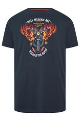 D555 Big & Tall Navy Blue Motorbike Graphic T-Shirt | BadRhino 2