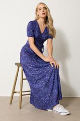 LTS Tall Blue Abstract Spot Wrap Maxi Dress | Long Tall Sally 2