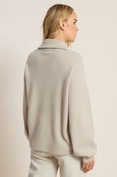 LTS PREMIUM Tall Beige Brown Half Zip Knitted Jumper | Long Tall Sally 3