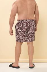 BadRhino Big & Tall Burgundy Red Abstract Print Swim Shorts | BadRhino 4