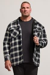 BadRhino Big & Tall Black Checked Borg Shacket | BadRhino 1