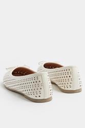 Ivory White Faux Leather Cut Out Ballet Pumps In Wide E Fit | Yours Clothing 3