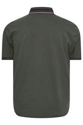 LYLE & SCOTT Big & Tall Gunmetal Grey Striped Tipped Polo Shirt | BadRhino 2