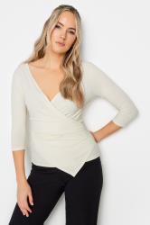LTS Tall Womens Ivory White Asymmetric Wrap Top | Long Tall Sally 2