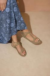 LTS Natural Brown Faux Leather Gladiator Sandals In Standard Fit | Long Tall Sally 1