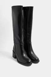 Black Faux Leather Knee High Boots In Extra Wide EEE Fit | Yours Clothing 3