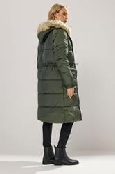 LTS Tall Khaki Green Padded Midi Coat | Long Tall Sally 4