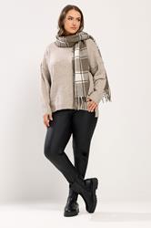 Natural Brown Checked Scarf | Yours Clothing 2