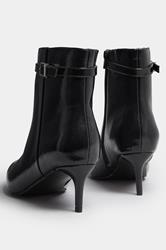 Black Buckle Pointed Toe Kitten Heel Boots In Extra Wide EEE Fit | Yours Clothing 4